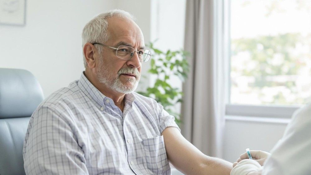 Présentation d'un patient avec son médecin pendant un traitement de la prostate par hormonothérapie