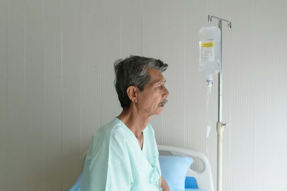 Patient sous chimiothérapie pour cancer du sang