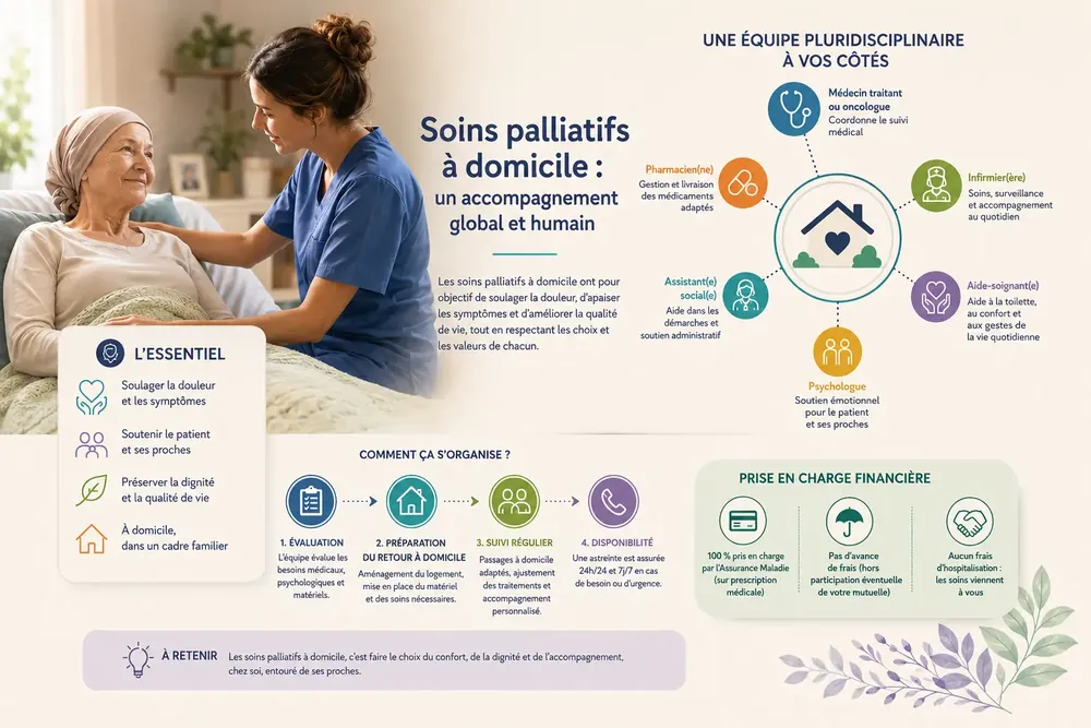 Infirmière avec une femme malade du cancer, HAD