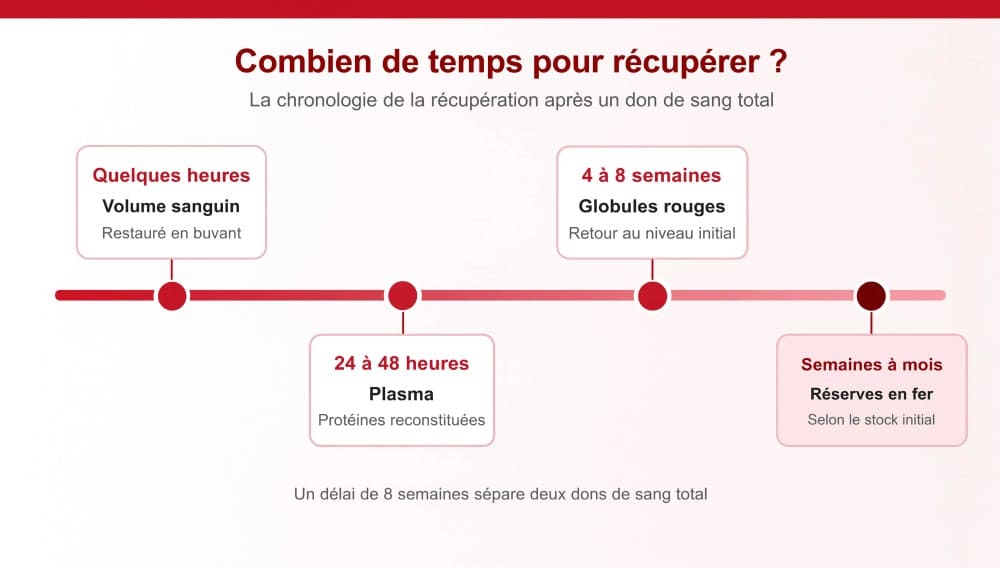 Chronologie temps de récupération après don du sang