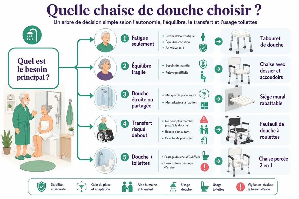 Chaise douche choix