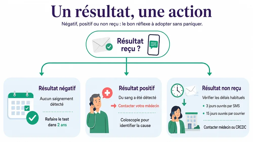 Un résultat, une action. Négatif, positif ou non reçu : le bon réflexe à adopter sans paniquer.